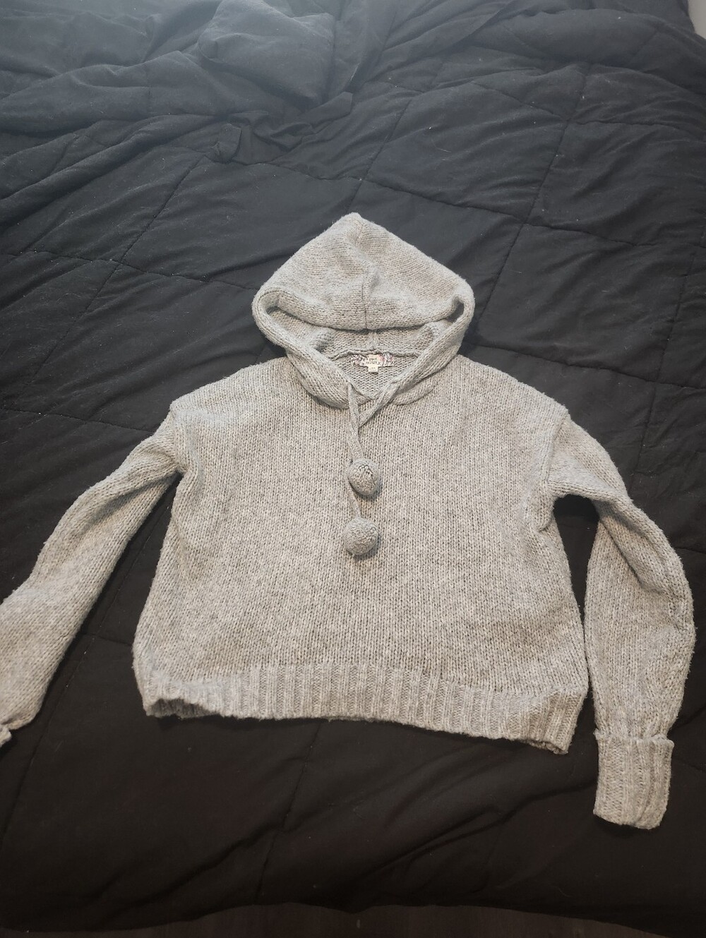 Pink Republic XS Gray Knit Hoodie Sweater